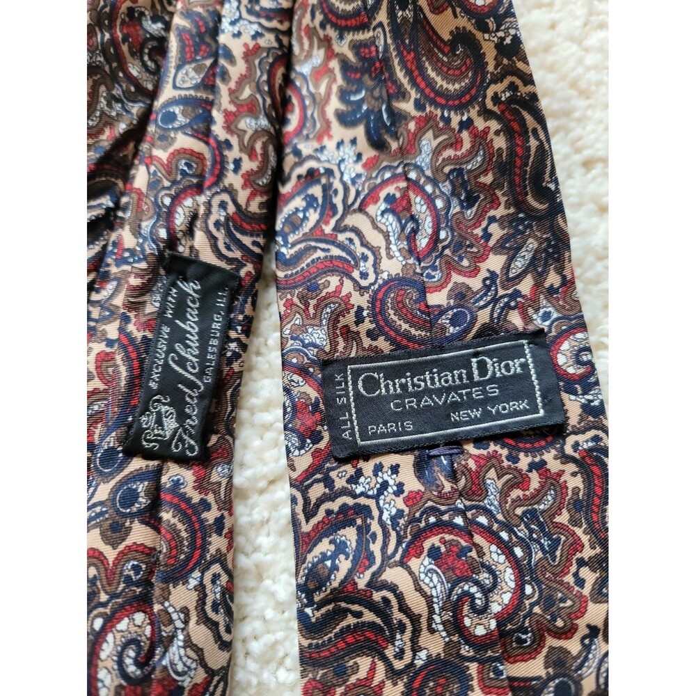 Vintage 70's-80's Christian Dior Silk Paisly Pattern Neck Tie